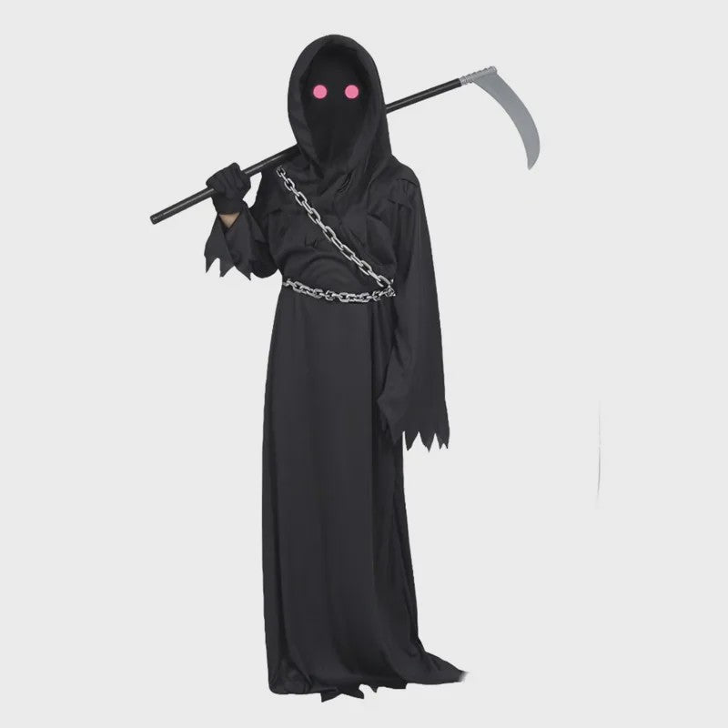 Kinderkostuum Grim Reaper met Rode Ogen en Ketting - Halloween & Verkleedfeest