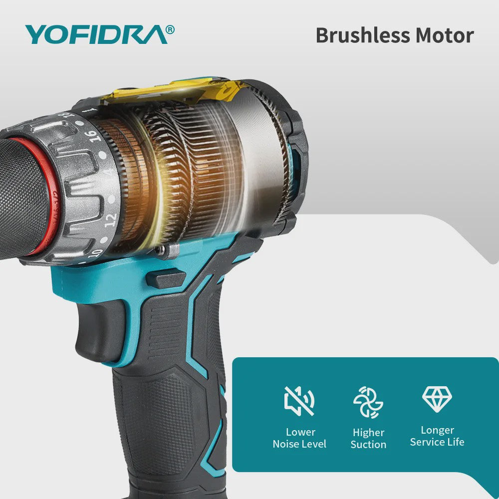 YOFIDRA Accu Klopboormachine 700Nm Brushless - Krachtige Schroefmachine & Boor