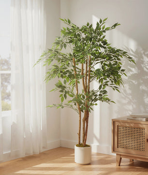 HOMCOM Kunst Banyan Boom 150 cm met Pot - Realistische Kunstplant voor Binnen