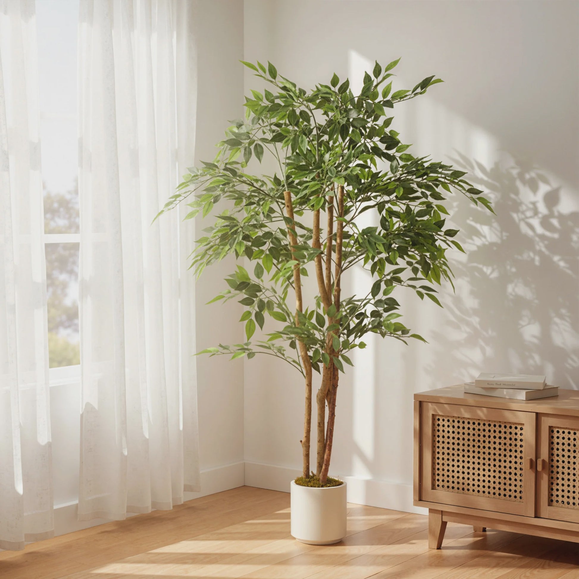 HOMCOM Kunst Banyan Boom 150 cm met Pot - Realistische Kunstplant voor Binnen