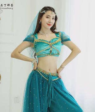Prinses Jasmine Kostuum Set - Dans, Cosplay & Bollywood Outfit voor Dames & Meisjes