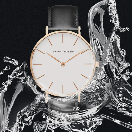 Hannah Martin Herenhorloge - Stijlvol Zilver & Bruin Leer, Waterdicht Quartz Dress Watch