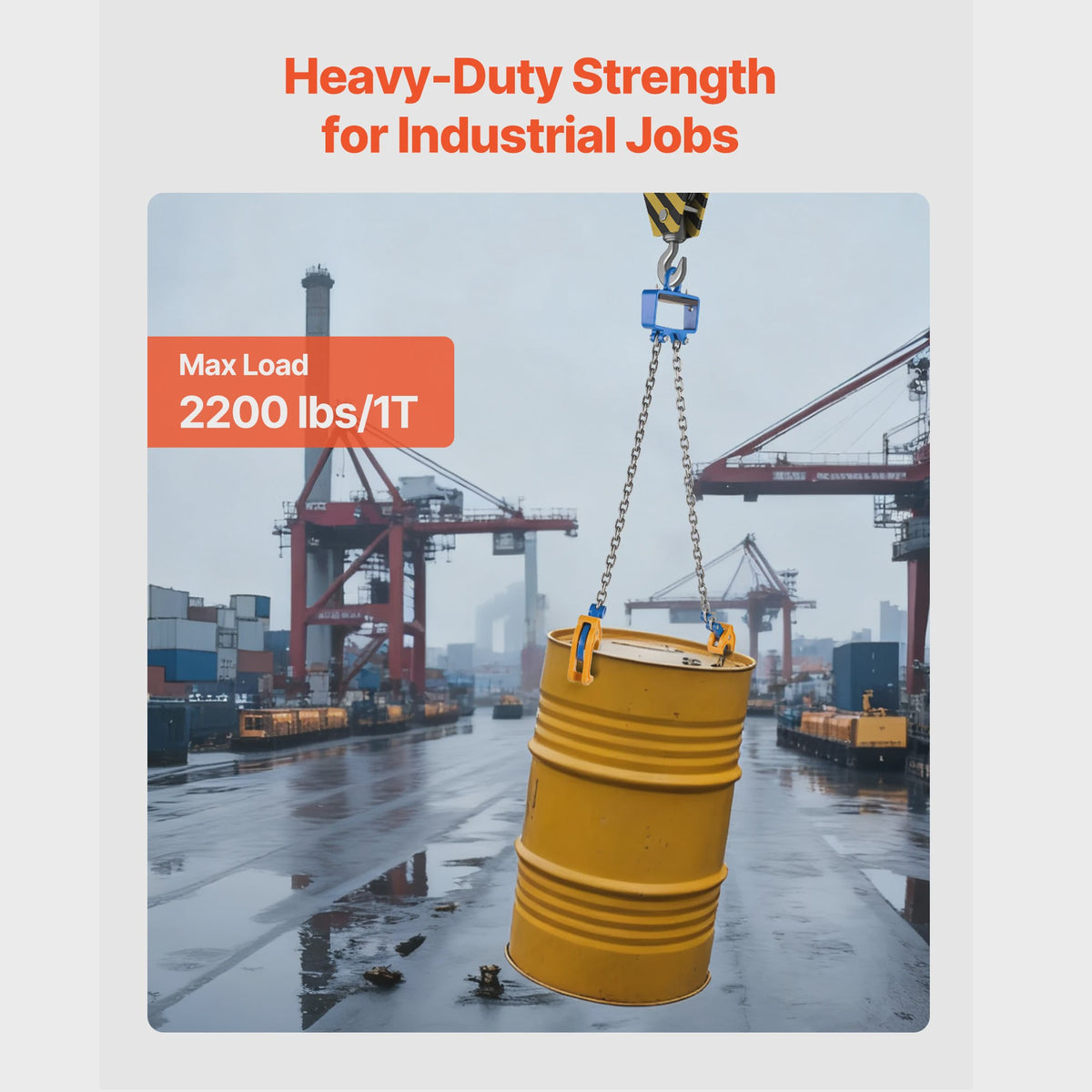 Professionele Vatlifter Ketting Sling G80 - 1000kg Hefcapaciteit met Veiligheidshaak