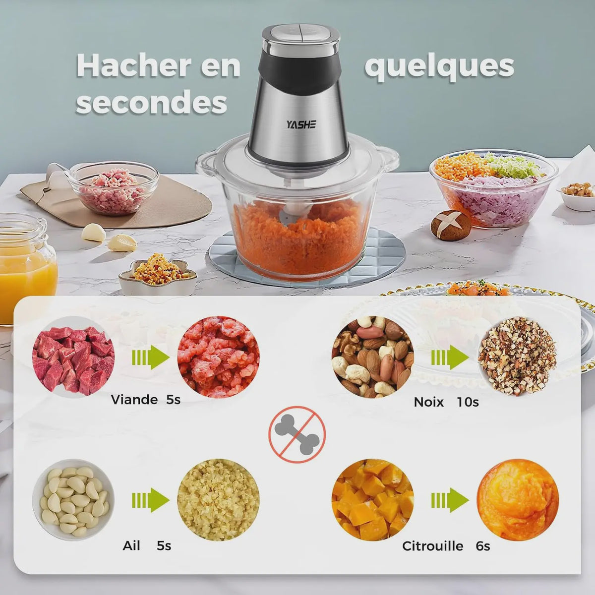 Elektrische Keukenmachine 1.8L & 2L met Glazen en RVS Kom