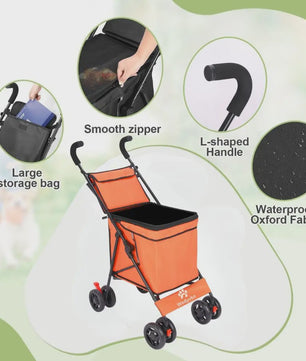 40L Opvouwbare Boodschappentrolley met Opbergtas en 4 Wielen