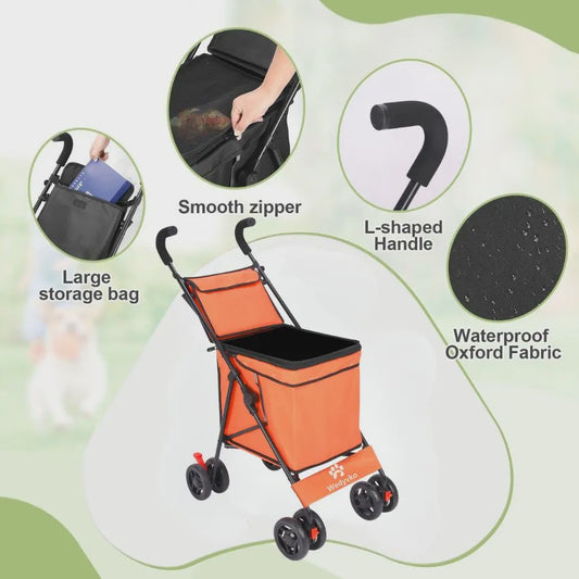 40L Opvouwbare Boodschappentrolley met Opbergtas en 4 Wielen