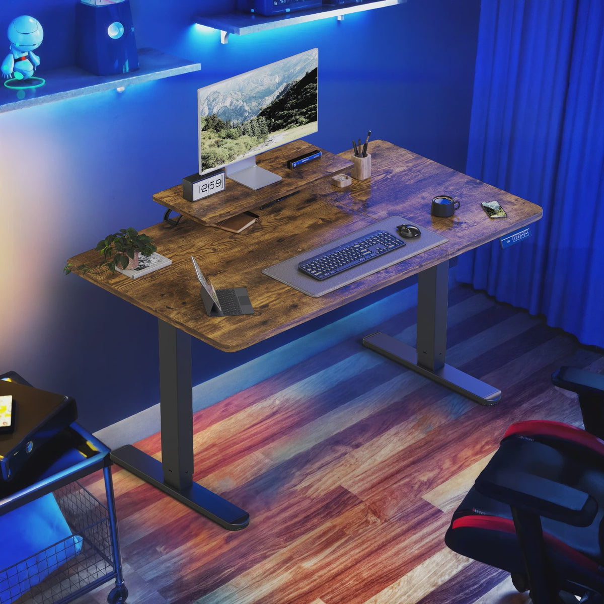 Devoko Elektrisch Inhoogte Verstelbaar Bureau 120x60cm met Monitorstandaard & Geheugenfuncties - Ergonomisch Sta-Buro (Wit)