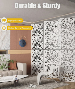 12 Delige Witte Kamerverdeler met Bloemenpatroon - Decoratieve Scheidingswand