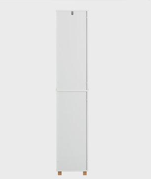 Smalle Hoge Badkamerkast met Planken - Wit & Houtkleur - 33x165x33 cm