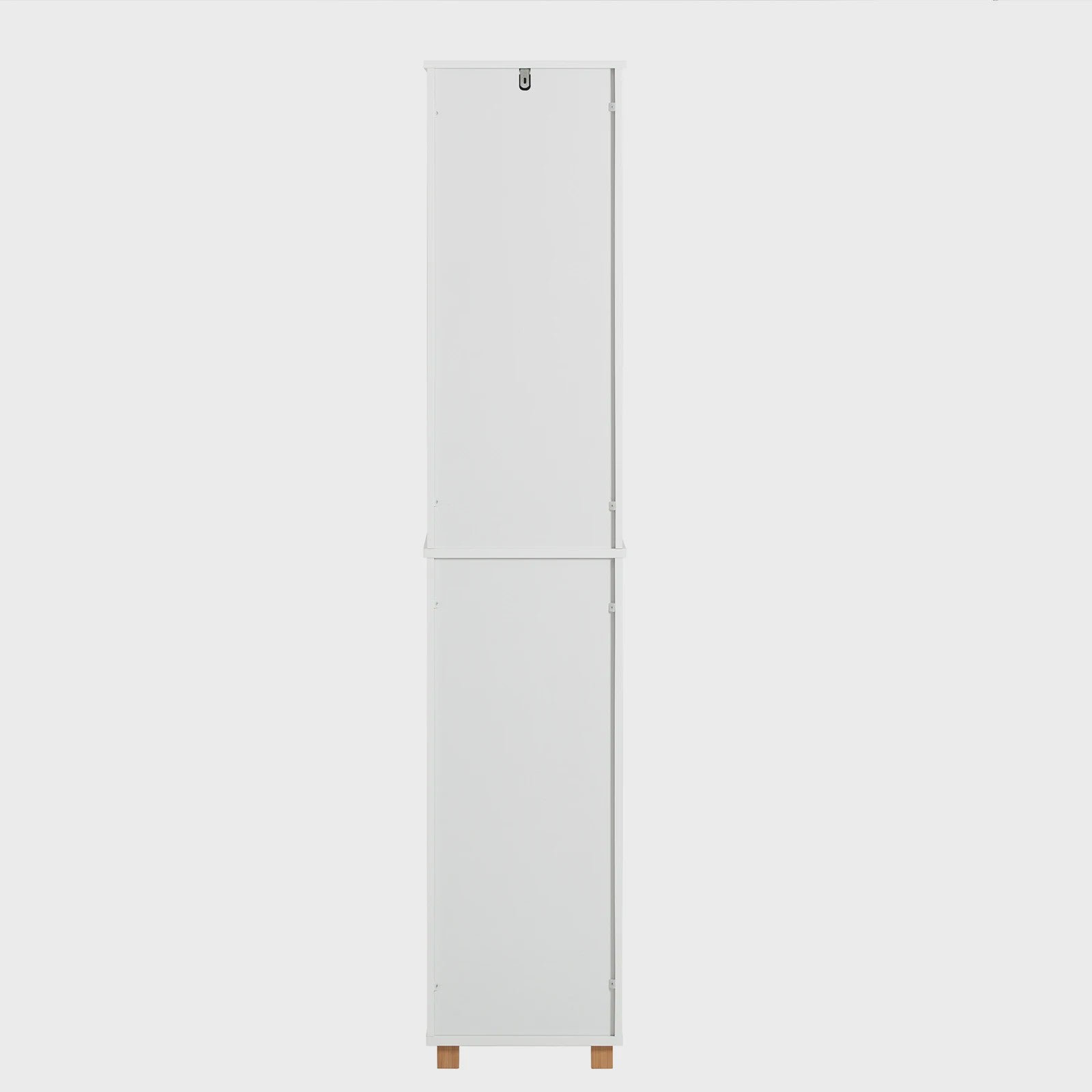 Smalle Hoge Badkamerkast met Planken - Wit & Houtkleur - 33x165x33 cm
