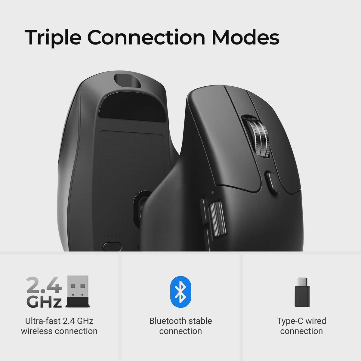 Keychron M6 Draadloze Muis: 2.4GHz/Bluetooth, Type-C, 1K/8K Polling Rate, 26000 DPI