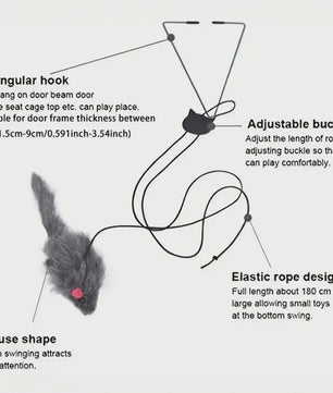 Interactief Katten Speelgoed Muis - Hangend Deur Speeltje met Veertje