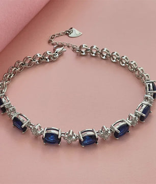 925 Sterling Zilveren Armband met Donkerblauwe Edelstenen - Elegant & Modieus Cadeau