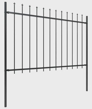 Stalen Tuinafzetting met Speerpunten - 181x120cm Zwart