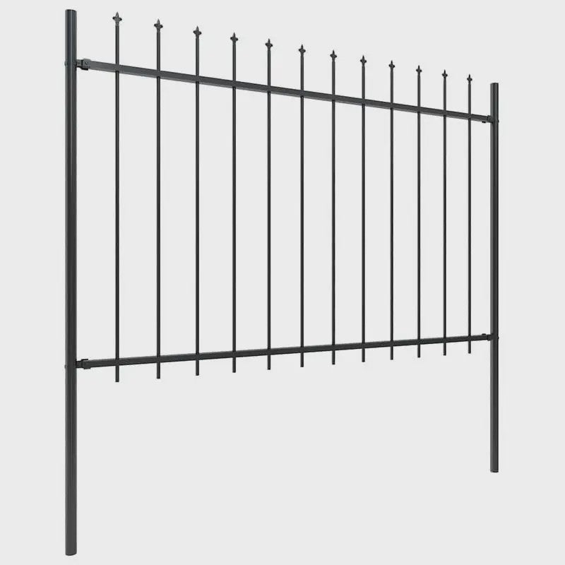 Stalen Tuinafzetting met Speerpunten - 181x120cm Zwart