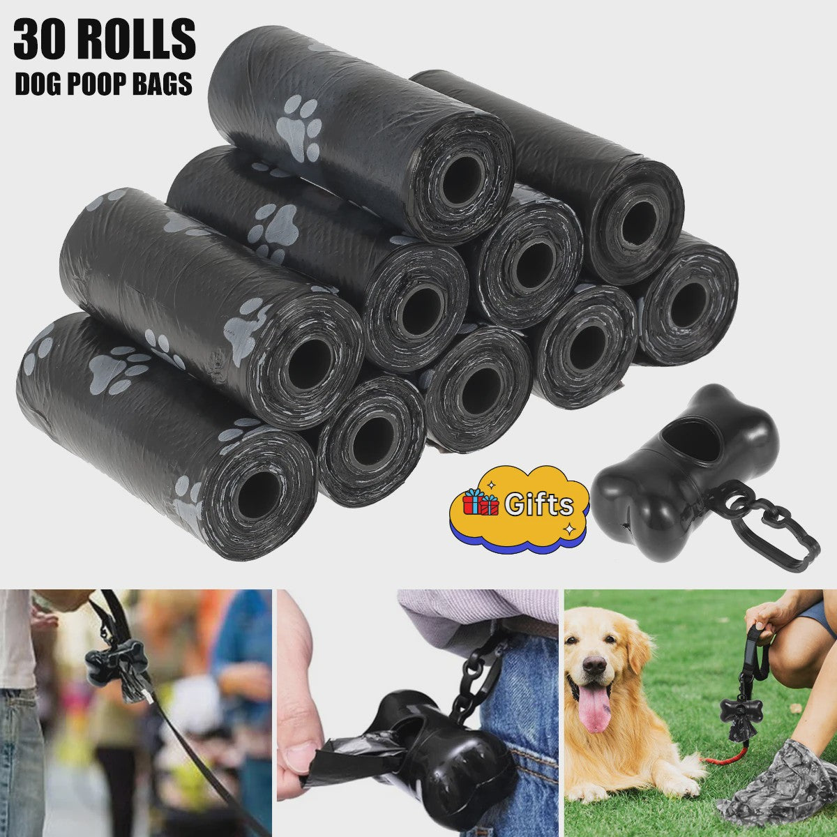 Hondenpoepzakjes Op Rol - 10, 30 of 50 Rollen met Bot Dispenser