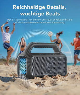 Soundcore Boom 2 Outdoor Bluetooth Speaker - 80W, IPX7 Waterdicht, 24H Batterij, LED Licht