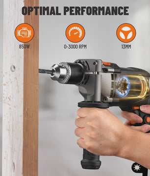 DOVAMAN 7.5A Klopboormachine met Metaalboorhouder - 0-3000 RPM, 2 standen voor Beton, Hout & Metaal, inclusief Boren en Koffer