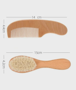 Babyset: Houten Babyborstel en Kam - Zacht voor de Babyhuid