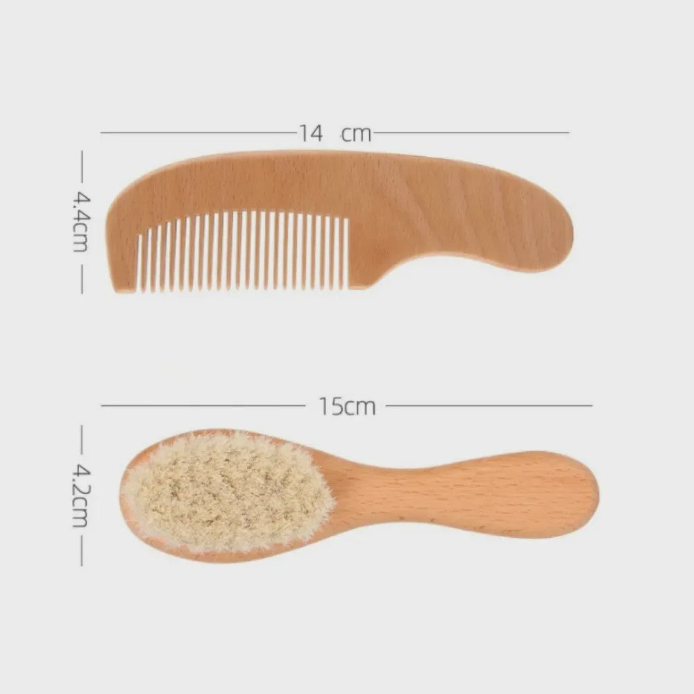 Babyset: Houten Babyborstel en Kam - Zacht voor de Babyhuid