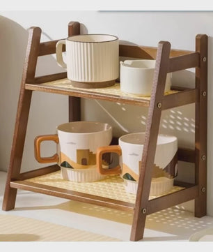 2-Laags Bamboe Opbergrek - Stijlvolle Organizer voor Keuken, Tafel & Appartement