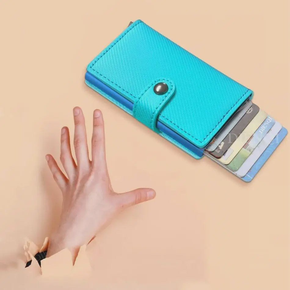 Minimalistische RFID-blokkerende Cardholder met Automatische Pop-Up | PU Leer