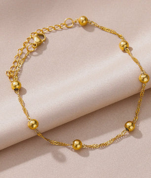 Gouden Anklet met Kralen en Bedels - Roestvrij Staal - Zomerse Strandjuwelen