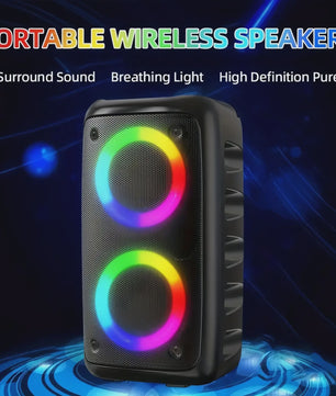 Draagbare Karaoke Bluetooth Speaker met Microfoon, FM Radio & LED Lichtshow