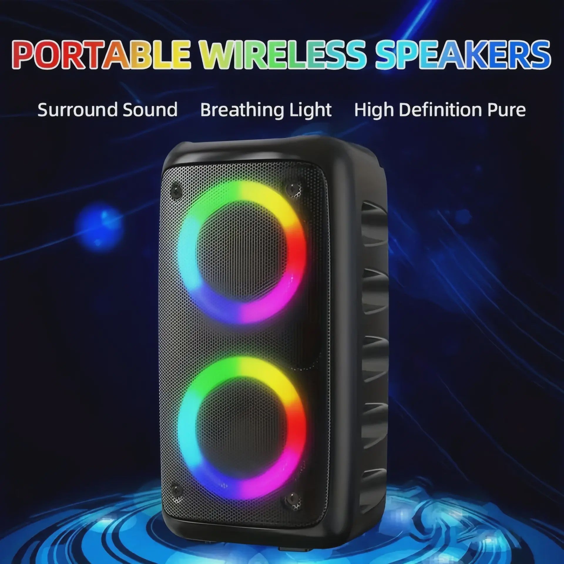 Draagbare Karaoke Bluetooth Speaker met Microfoon, FM Radio & LED Lichtshow
