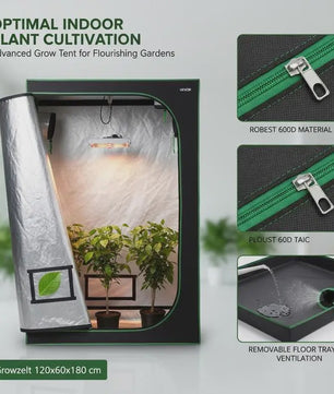 Professionele Kweek Telt 120x60x180 cm - 600D Mylar, Observatievenster & Bodemlade