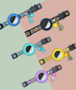 Verstelbare Halsband voor Katten en Puppy's met Airtag Houder en Belletje