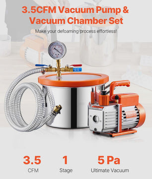 Vacuümkamer Kit met 3.5CFM Pomp & 4.92ft Slang - 1.5/3/5 Gallon