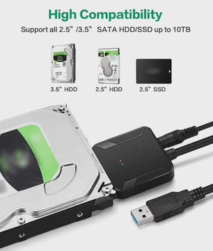 SATA naar USB 3.0 Adapter Kabel voor 3.5/2.5 inch HDD/SSD - Ondersteunt UASP & 12V Voeding