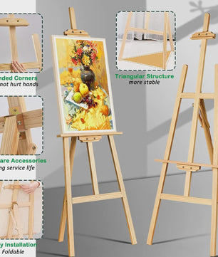 Houten Ezel Standbeeld 150/175 cm - Verstelbaar voor Kunst, Bruiloftsborden & Posters