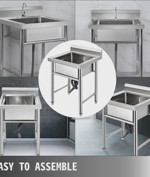 RVS Keuken Sink met 1 Compartiment - Handgemaakt & Duurzaam voor Horeca