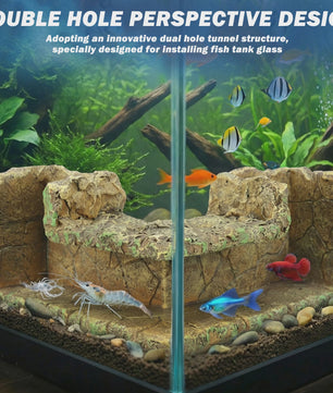 Aquarium Hoek Verbergplaats Tunnel - Decoratie voor Vissen en Garnalen