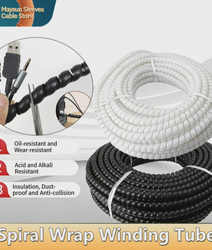 Flexibele Kabel Beschermhoes - Spiralen Kabelgoot voor Kabelmanagement (Zwart/Wit, 8-20mm)