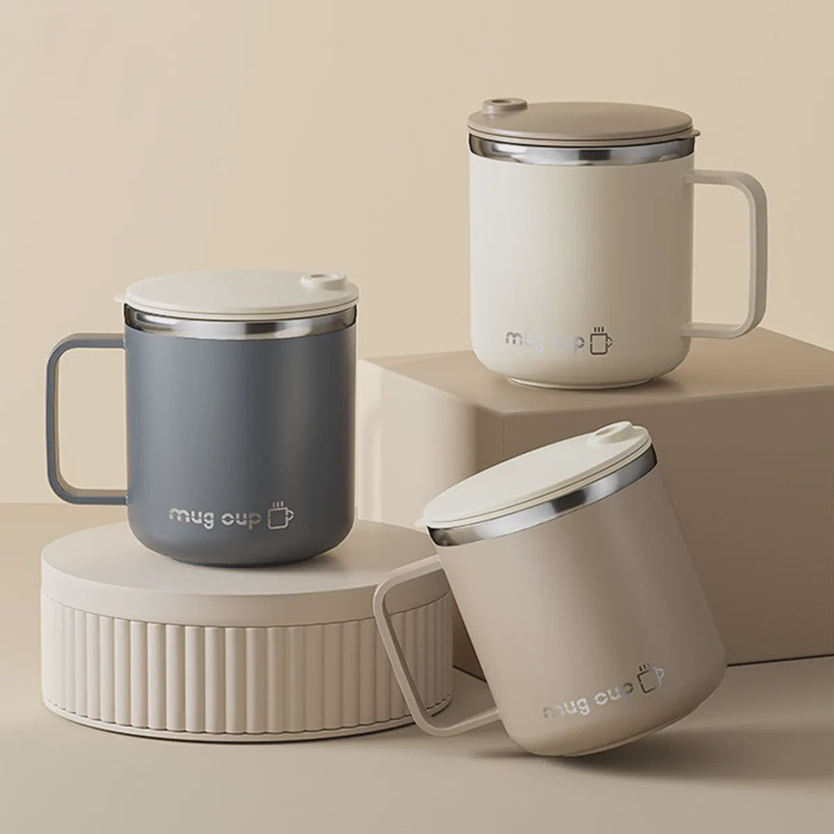Geïsoleerde Koffiemok met Deksel - 400ML Dubbelwandig RVS Drinkbeker