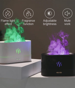Vlam Effect Aroma Diffuser & Luchtbevochtiger met 7 Kleuren LED - USB