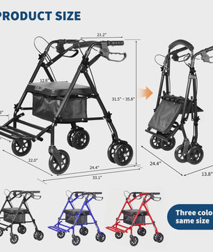 2-in-1 Rollator en Transportstoel voor Senioren - Opvouwbaar Aluminium Mobiliteitshulpmiddel