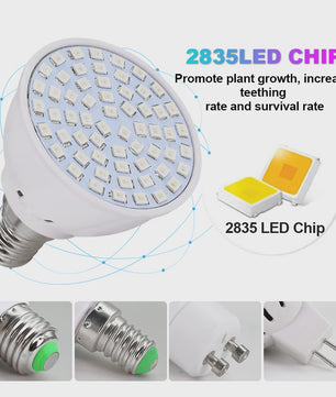 Full Spectrum LED Groeilamp E27 80 LEDs - Plantenlamp voor Binnenkweek