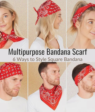 Unisex Paisley Bandana Sjaal - 55x55cm - Zwart, Rood, Wit