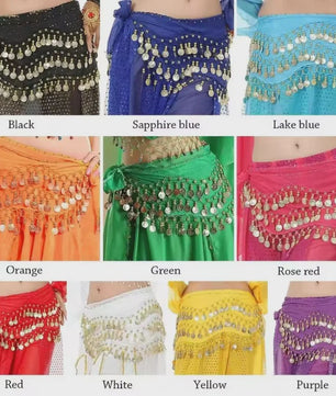 Buikdans Heupsjaal met Munten - Chiffon Rok voor Dans en Yoga