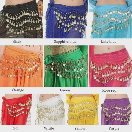 Buikdans Heupsjaal met Munten - Chiffon Rok voor Dans en Yoga