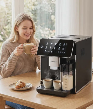 Volautomatische Koffiemachine met Ingebouwde Molen, Melkreservoir & Automatische Reiniging