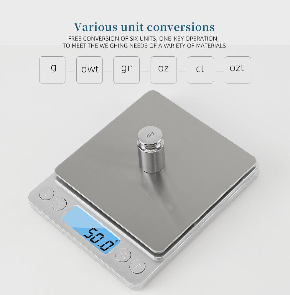 Precisie Digitale Keukenweegschaal 3kg/500g met 0.01g Nauwkeurigheid - LCD Display