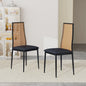 Set van 2 Eetkamerstoelen met Rotan Rugleuning - Vintage Design - Zwart/Houtkleur