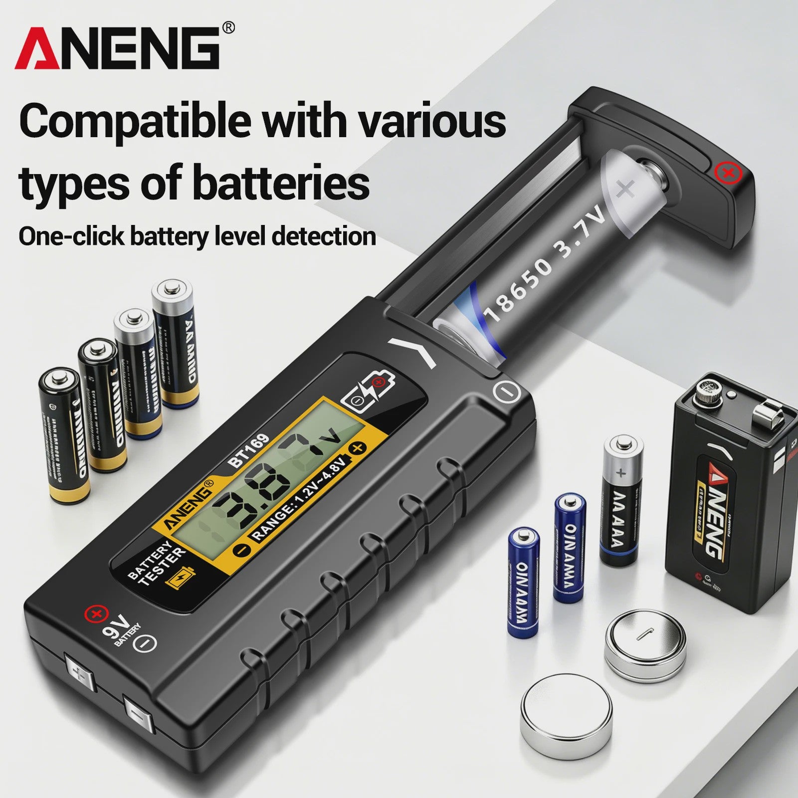 ANENG BT169 Batterij Tester: Meet AA, AAA, 9V, Lithium & Knoopcel Batterijen