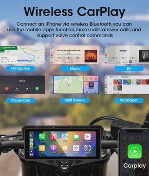 Jansite 8.1" Motorfiets GPS Navigatie met 4K DVR, CarPlay & Android Auto