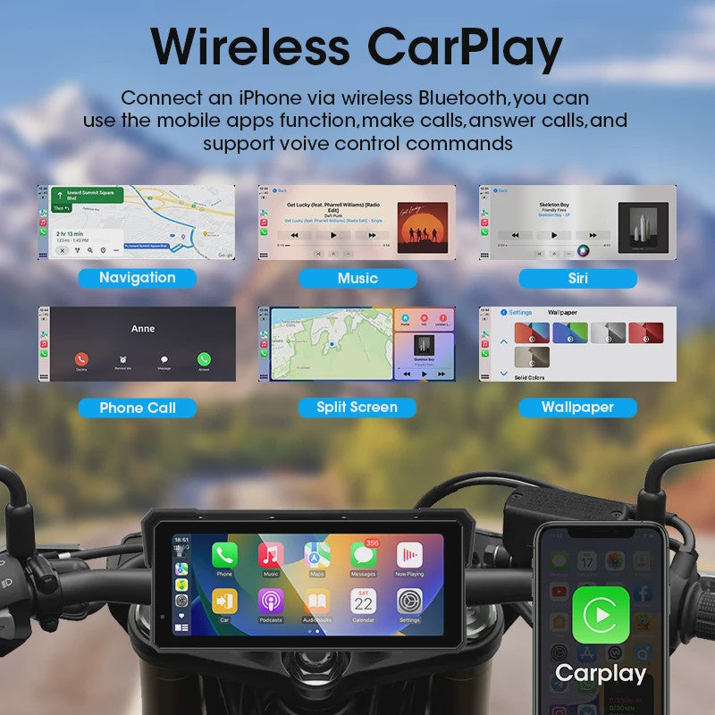 Jansite 8.1" Motorfiets GPS Navigatie met 4K DVR, CarPlay & Android Auto